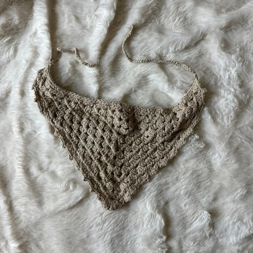 Unbranded Women's Cream and Tan Hair bandana